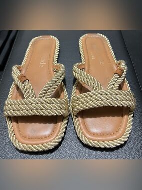 Kate Spade New York Gold Rope Slide Sandals Size 8